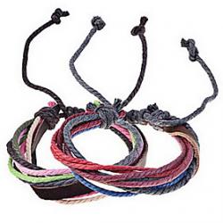Low Price on Genuine Leather Braided Cord Bracelet (Random Color)