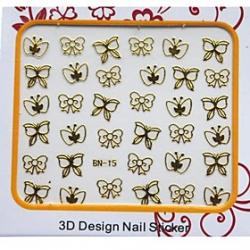 Low Price on Most Popular 3D Golden Metal Nail Stickers Decoration With Batterfly Pattern